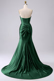 Gold Sparkly Mermaid Corset Prom Dress with Slit