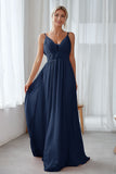 Vintage Mauve Chiffon Adjustable Straps Backless Long Bridesmaid Dress