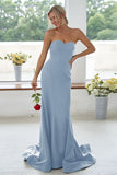 Dark Navy Sweetheart Mermaid Long Bridesmaid Dress