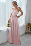 Dark Navy Chiffon Long Bridesmaid Dress