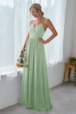 Dark Navy Chiffon Long Bridesmaid Dress