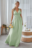 Wisteria A Line Backless Chiffon Long Bridesmaid Dress