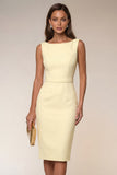 Ivory Bodycon Boat Neck Sleeveless Short Engagement Dress