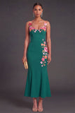Floral Light Yellow Mermaid Thick Straps Long Wedding Guest Dress