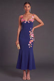 Floral Light Yellow Mermaid Thick Straps Long Wedding Guest Dress