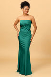Grey Blue Satin Mermaid Bridesmaid Dress