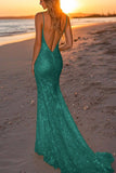 Sparkly Dusk Mermaid Spaghetti Straps Sequined Formal Dress