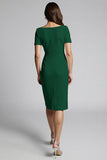 Champagne Ruffled Bodycon Midi Satin Work Dress with Slit
