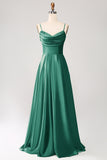 Green A Line Cowl Neck Prom Dress with Sequins