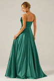A Line Green Cowl Neck Bridesmaid Dress with Sequins
