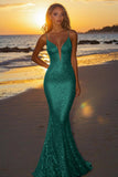 Sparkly Dusk Mermaid Spaghetti Straps Sequined Formal Dress
