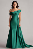 Off the Shoulder Desert Rose Satin Mermaid Formal Dress