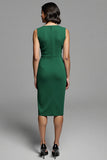 Grey Bodycon Ruched Satin Midi Work Dress with Slit