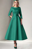 Cabernet Satin A-Line Mother of the Bride Dress with Pockets