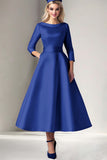 Cabernet Satin A-Line Mother of the Bride Dress with Pockets
