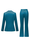 Grey Pink Satin Notched Lapel Women Suits with Long Sleeves