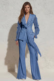 White V Neck Ruched Ruffled 2 Piece Work Suits with Pockets