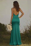 Elegant Light Yellow Sheath Halter Maxi Satin Bridesmaid Dress