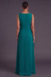 Hot Pink Floral Boat Neck A Line Long Formal Dress