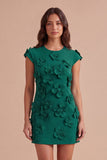Yellow Floral Cap Sleeves Appliqued Short Cocktail Dress