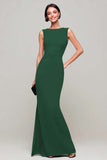 Simple Black Mermaid Boat Neck Maxi Formal Dress