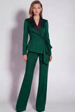 Long Sleeves Burgundy 2 Piece Notched Lapel Business Suits with Drape