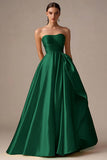 Yellow Ball Gown Strapless Maxi Prom Dress with Ruffle