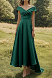 Sage Off the Shoulder A-Line Floor Length Formal Dress