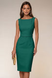 Ivory Bodycon Boat Neck Sleeveless Short Engagement Dress