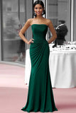 Coffee Strapless Sheath Ruched Floor Length Red Carpet Dress