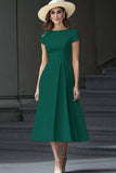 Daffodil A Line Bateau Neck Midi Satin Work Dress