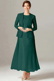 Champagne A-Line Mother of the Bride Dress with Lace Jacket