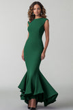 Plum Mermaid Sleeveless Ruffled Long Formal Dress