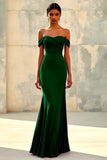 Chiffon Purple Off the Shoulder Sheath Pleated Formal Dress