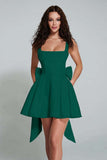 Ivory Thick Straps A Line Little White Dress with Bow