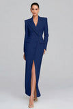 Ivory Single Breasted Sheath Peak Lapel Long Sleeves Blazer Dress