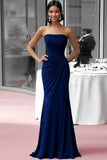 Coffee Strapless Sheath Ruched Floor Length Red Carpet Dress