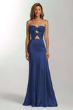 Dark Green Mermaid Sweetheart Satin Maxi Formal Dress