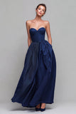 Red and Fuchsia Long Strapless A Line Patchwork Formal Dress