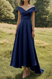 Sage Off the Shoulder A-Line Floor Length Formal Dress
