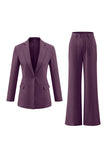 Fuchsia 2 Piece Notched Lapel Business Suits with Pockets