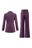 Fuchsia 2 Piece Notched Lapel Business Suits with Pockets