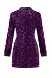 Burgundy Sequined Bodycon Maxi Women's Blazer