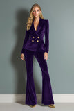 Royal Blue 2 Piece Peak Lapel Velvet Women Prom Formal Suits