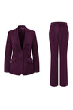 Dark Fuchsia 2 Piece Notched Lapel Women Prom Suits