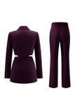 Grey Blue 2 Piece Notched Lapel Cut Out Women Prom Suits