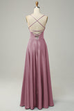 Grey Blue Halter A Line Long Bridesmaid Dress