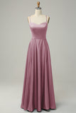 Grey Blue Halter A Line Long Bridesmaid Dress