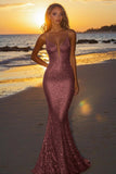Sparkly Dusk Mermaid Spaghetti Straps Sequined Formal Dress