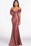 Dusty Blue Off the Shoulder Mermaid Maxi Formal Dress